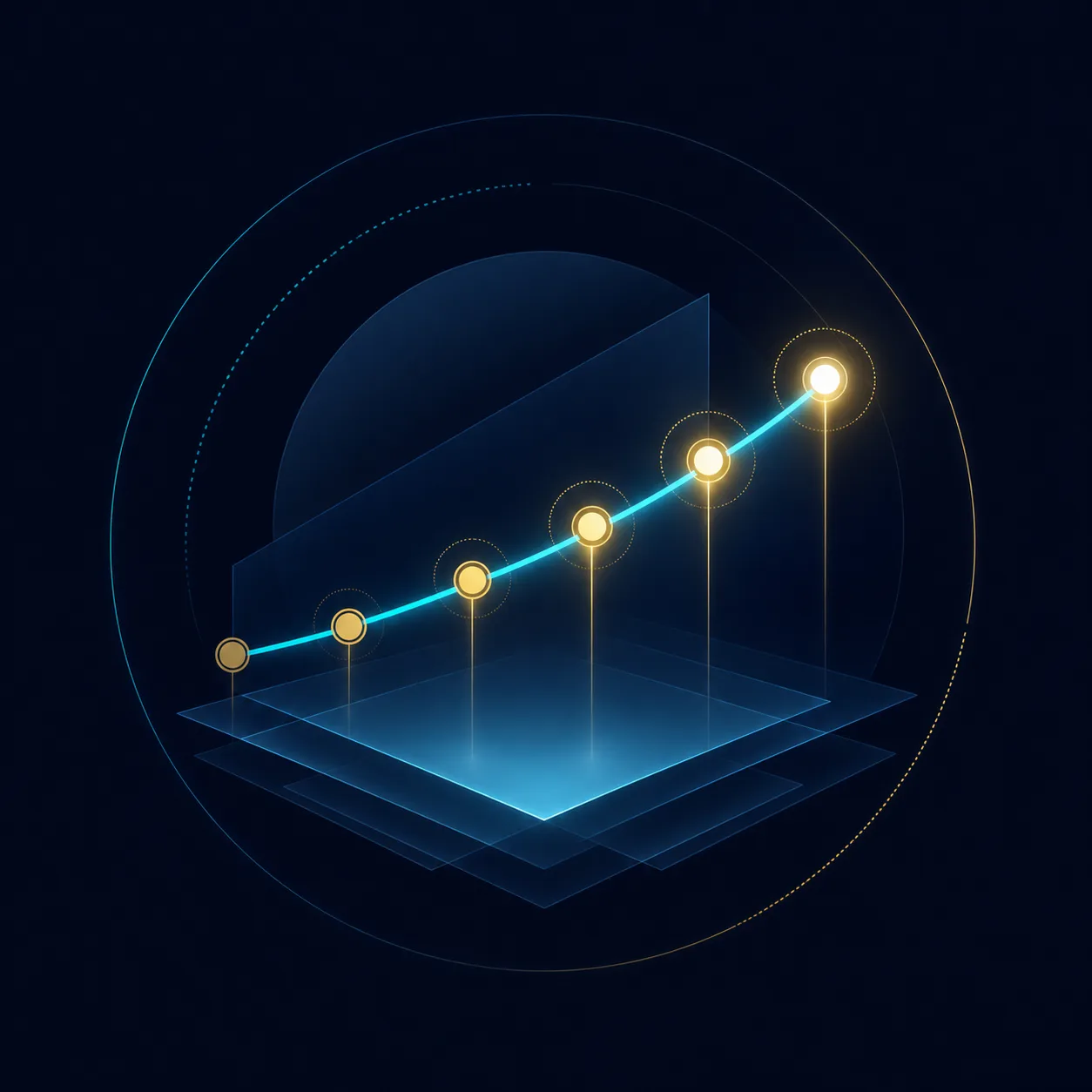 Rising trend chart showing AI automation improvement over time